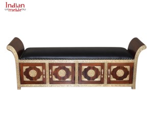 Indyjska drewniana ławka 85