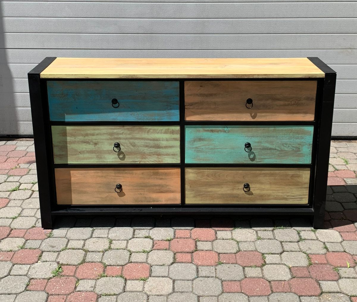 Drewniana komoda loftowa Rainbow 1147 – zdjęcie 1