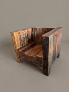 Indyjski drewniany fotel recyklingowy 08